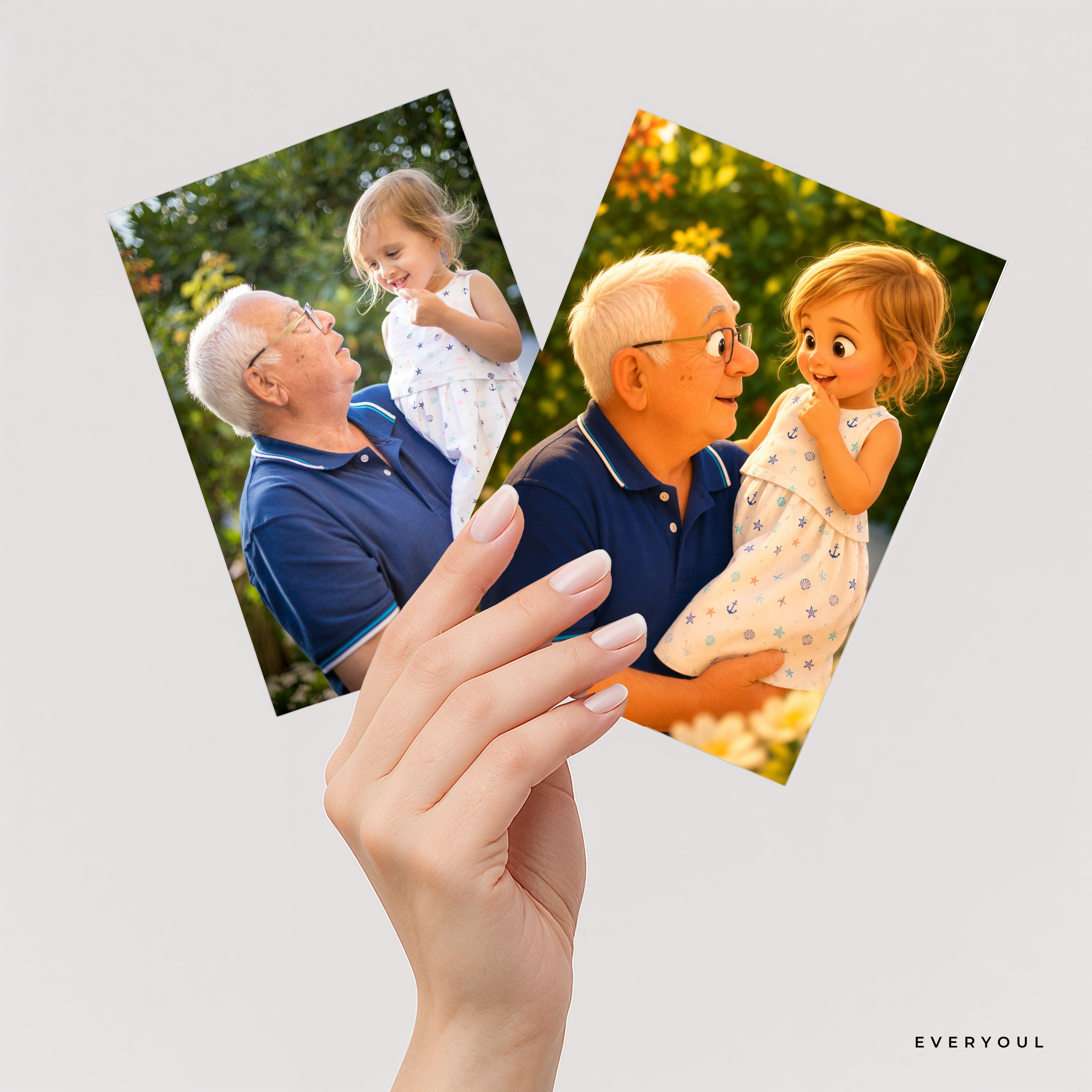 Animated portrait of Grandfather & granddaughter