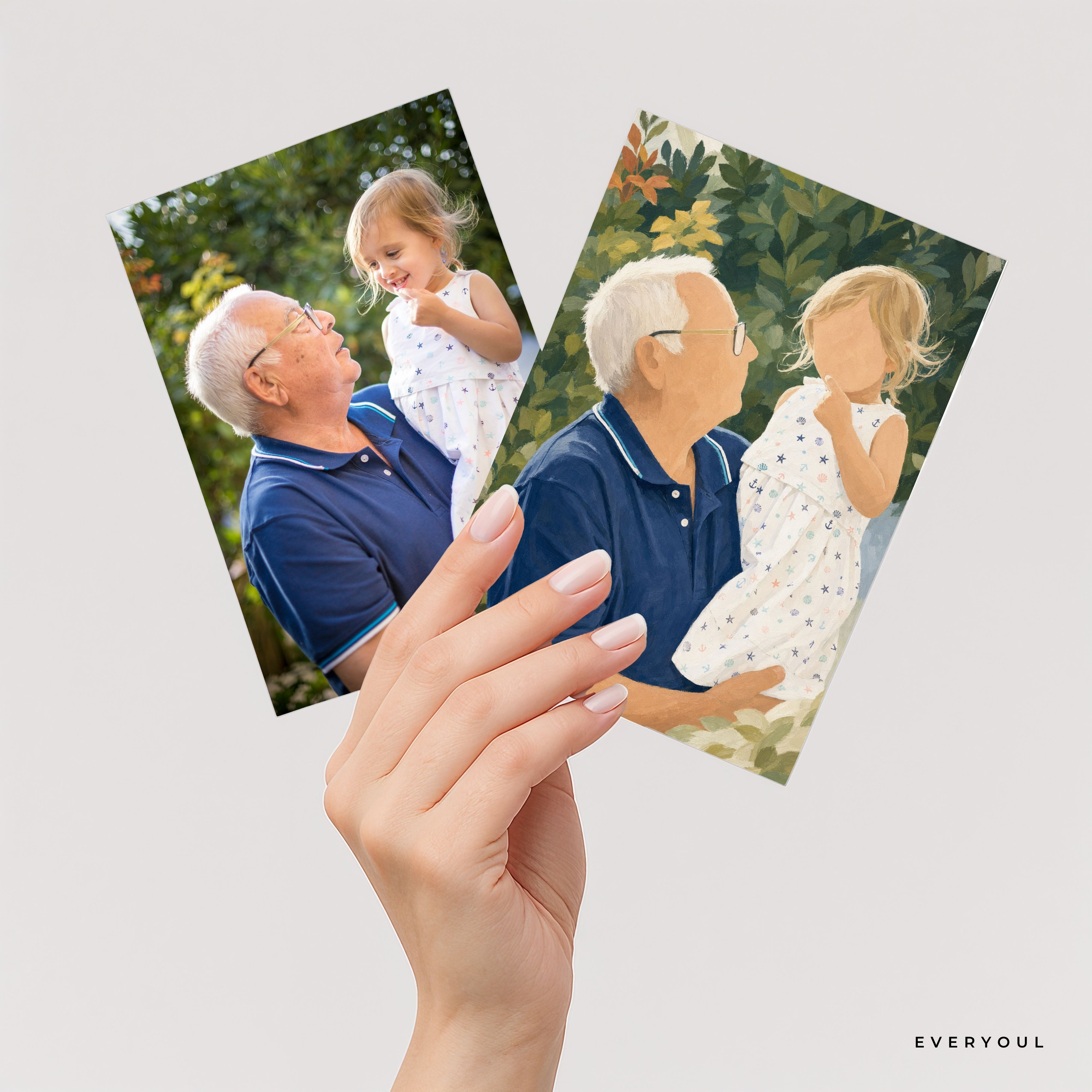 Minimal portrait of Grandfather & granddaughter